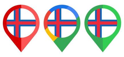 platt kartmarkör ikon med farde öarna flagga isolerad på vit bakgrund vektor