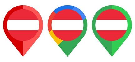 platt kartmarkör ikon med Österrike flagga isolerad på vit bakgrund vektor