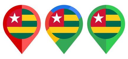 platt kartmarkör ikon med togo flagga isolerad på vit bakgrund vektor