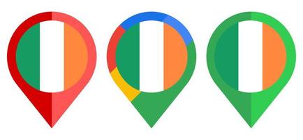 platt kartmarkör ikon med Irland flagga isolerad på vit bakgrund vektor