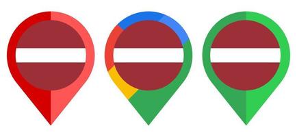 platt kartmarkör ikon med Lettlands flagga isolerad på vit bakgrund vektor