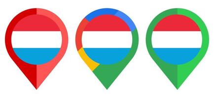 flaches Kartenmarkierungssymbol mit luxemburgischer Flagge isoliert auf weißem Hintergrund vektor