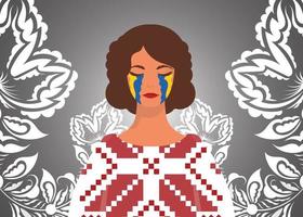 das Mädchen vergießt Tränen. bete für die Ukraine. Krieg beenden. Vektor-Illustration. vektor