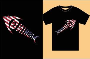 amerikanska flaggan med fiske t-shirt design. vektor