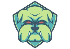 bulldog green sköld esport maskot vektor