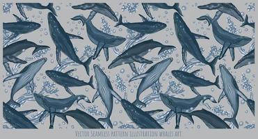 Vektor Musterdesign Illustration Wale Kunst