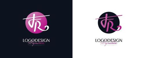 initial f och r logotyp design i elegant och minimalistisk handstil. fr signaturlogotyp eller symbol för bröllop, mode, smycken, boutique och affärsidentitet vektor