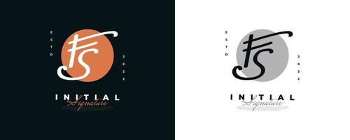 initial f and s logotypdesign i elegant och minimalistisk handstil. fs signaturlogotyp eller symbol för bröllop, mode, smycken, boutique och affärsidentitet vektor
