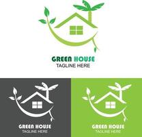 illustration av grönt hus logotyp formgivningsmall. grönt hus logotyp design vektor, natur eko hus logotyp vektor