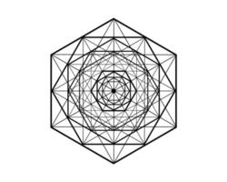 hexagonal mandala, helig geometri, magiskt hexagram. abstrakt geometriskt mönsterelement, linjedesign. mystisk ikon platonisk fast vektor isolerad på vit bakgrund