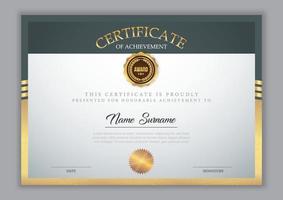 moderne zertifikatvorlage mit goldener verzierung