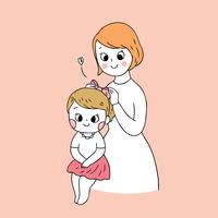 Netter Mutter- und Tochtervektor der Karikatur. vektor