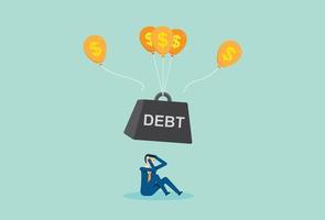 Steuerproblem für die Anhäufung von Vermögen, kann nicht wegen Schuldenlast, Schuldenlast, Ballon mit Dollargeld aufsteigen vektor