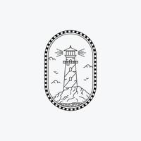 fyr badge linjekonst logotyp vektor illustration kontur enkel minimalistisk design