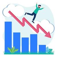 Abbildung Vektorgrafik Zeichentrickfigur des Geschäfts nach unten vektor