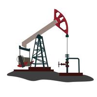 oljerigg vektor stock illustration. oljepumpar, borrtorn från oljefältets siluett. råoljeindustrin, bakgrund med pumpdomkrafter, borriggar. isolerad på en vit bakgrund