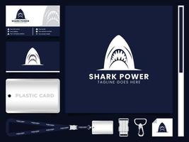 Shark power monogram logotyp med företagets mall för brevpapper vektor