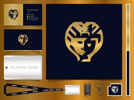 lady cobra logotyp modernt guld med företagets mall för brevpapper vektor