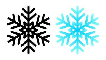 abgebildetes Schneeflocken-Symbol. blaues geometrisches Symbol des kalten festlichen Wetters mit schwarzen natürlichen Kristallen gefrorene Wasservektorform vektor