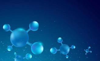 abstrakter wissenschaftlicher hintergrund mit molekülelementen. Farbverlauf blauer Hintergrund mit Molekül-DNA für medizinische, wissenschaftliche und technologische Konzepte. Vektor-Illustration vektor