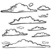 handgezeichnete Doodle-Wolkenillustration im Cartoon-Stil-Vektor