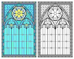 mittelalterlicher gotischer Glasfenster-Vektorsatz vektor