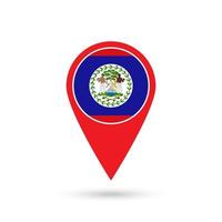 Kartenzeiger mit Land Belize. Belize-Flagge. Vektor-Illustration. vektor