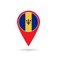 kartpekare med contry barbados. Barbados flagga. vektor illustration.