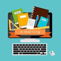 e-lärande, e-bok, utbildning online. vektor