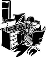 illustration av en man som arbetar framför en dator vektor