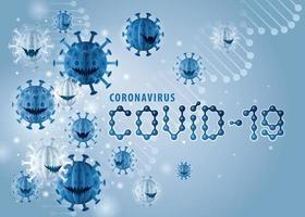 abstrakter blauer Coronavirus-Covid-19-Virus-Zeichenvektor, Coronavirus-Covid-19-Pandemie-Ausbruch-Virusvektor. vektor