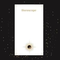 mall för ett horoskop. en elegant affisch för ett esoteriskt zodiakhoroskop för en logotyp eller affisch, på en svart bakgrund med stjärnor vektor