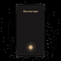 mall för ett horoskop med solen. en elegant affisch för ett esoteriskt zodiakhoroskop för en logotyp eller affisch på en svart bakgrund med stjärnor vektor