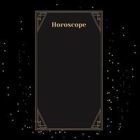 mall för ett horoskop. en elegant affisch för ett esoteriskt zodiakhoroskop för en logotyp eller affisch, på en svart bakgrund med stjärnor vektor