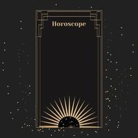 Vorlage für ein Horoskop mit der Sonne. ein elegantes Poster für ein esoterisches Tierkreishoroskop für ein Logo oder Poster auf schwarzem Hintergrund mit Sternen vektor