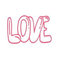 älskar text handritad doodle. . kort, ikon, klistermärke. bröllop alla hjärtans dag bokstäver romantik vektor