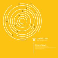 Abstrakt nätverksanslutning cirklar linjer och nod på gul bakgrund. vektor