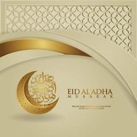 luxuriöser und eleganter islamischer gruß der eid al adha-kalligraphie mit textur des dekorativen islamischen mosaiks vektor