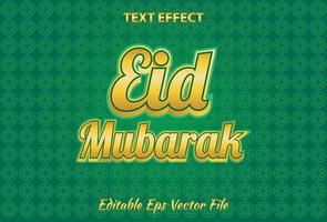 eid mubarak texteffekt redigerbar grön och guldfärg. vektor
