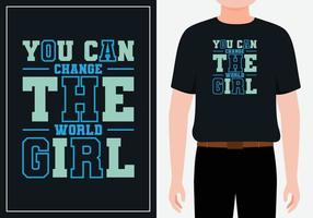 du kan förändra världen flicka moderna citat t-shirt design gratis vektor