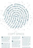 abstrakt geometrisk cirkel prick molekyl partikel fingeravtryck form, vr teknologi identitet verifiera design blå färg illustration isolerad på vit bakgrund med kopia utrymme vektor