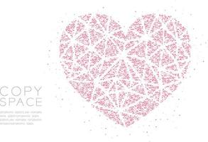 Herzsymbol abstraktes geometrisches Kreispunkt-Pixelmuster, Valentinstag-Konzeptdesign rosa Farbillustration auf weißem Hintergrund mit Kopierraum, Vektor eps 10