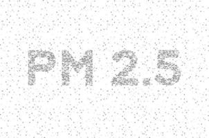 pm 2.5 Text abstraktes geometrisches Kreispunktpixelmuster, Verschmutzungskonzeptdesign schwarze Farbillustration isoliert auf weißem Hintergrund mit Kopierraum, Vektor eps 10