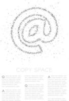Abstraktes geometrisches Kreispunkt-Pixelmuster am Zeichensymbol, Online-Konzeptdesign schwarze Farbillustration auf weißem Hintergrund mit Kopierraum, Vektor eps 10