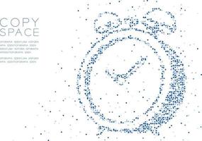 abstrakte geometrische Kreispunktmolekül-Partikelmuster-Weckerform, Vr-Technologiezeiterinnerungs-Konzeptdesign-blaue Farbillustration lokalisiert auf weißem Hintergrund mit Kopienraum vektor