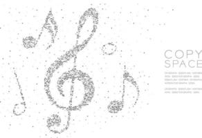 abstrakter geometrischer Kreis Punkt Pixel Muster Musiknote Form Konzept Design schwarze Farbillustration auf weißem Hintergrund mit Kopierraum, Vektor eps 10