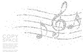 abstrakt geometrisk cirkel prick pixelmönster musiknot med linjestavsform konceptdesign svart färgillustration på vit bakgrund med kopia utrymme, vektor eps 10