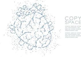 Herzform abstraktes geometrisches Kreispunkt-Pixelmuster, medizinisches Orgelkonzeptdesign blaue Farbillustration isoliert auf weißem Hintergrund mit Kopierraum, Vektor eps 10