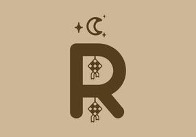 brun färg på r initialbokstav i ramadan-tema vektor