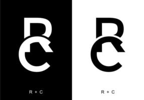 Schwarz-Weiß-Farbe des Anfangsbuchstabens rc vektor